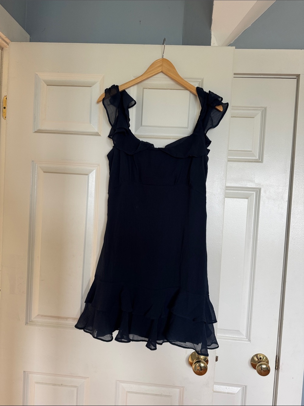 Abercrombie Women's Ruffle Strap Navy Dress